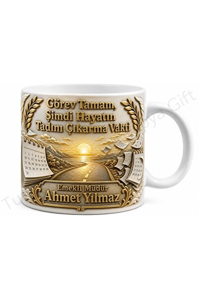 Tupya Gift Emekliye Hediye İsme Özel Baskılı Kupa Bardak Emeklilik Hatırası