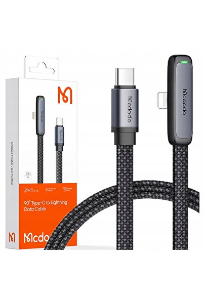 Mcdodo Cablu plat USB-C la Lightning cotit 36W pentru iPhone 12 13 14 Negru 2M