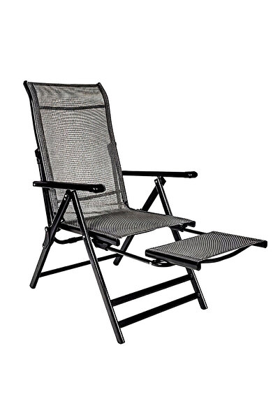 SERSIMO Folding garden sun lounger with footrest, adjustable in 5 positions, ...