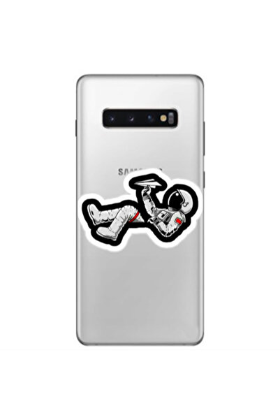 Other Samsung S10 Plus Astronaut flies a plane Transparent Silicone TPU Θήκη