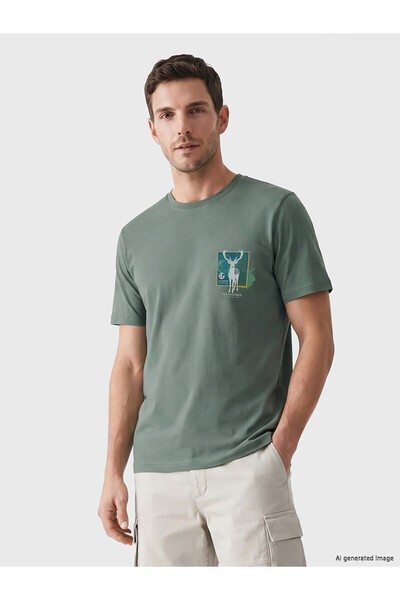 LC Waikiki Peak New Season Crew Neck Printed Combed Cotton Men's T-Shirt
