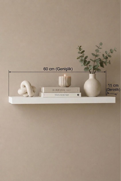 Yurupa ALPINE 60 cm Dekoratif Duvar Rafı Modern Minimalist Yüzer Raf Beyaz AL...