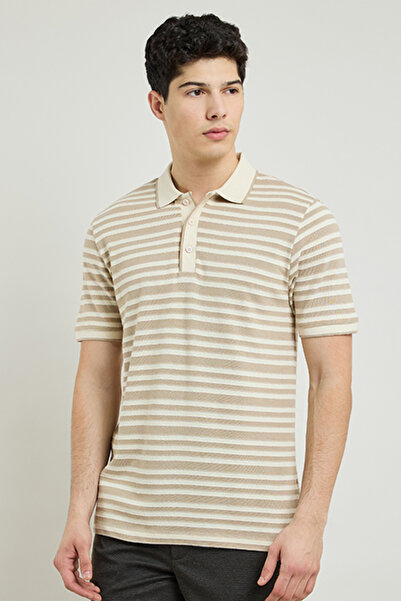 R&B Striped Polo T-Shirt with Short Sleeves
