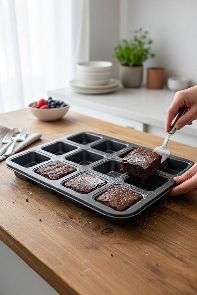 ALBETTO Metal Cake Mold Muffin 12-Cavity Square Capsule Cake Mold 3070