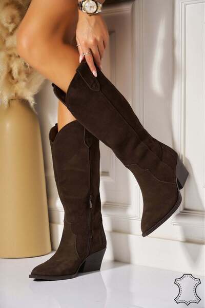 Joana Women's Brown Suede Leather Boots 38