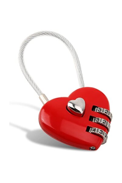 Ayawaska Heart-shaped travel padlock with 3 resettable digits, portable secur...