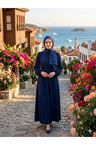 ZEROGAPRİSE Women's Belted Hijab Dress