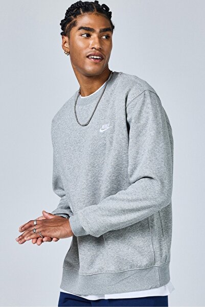 Nike Αθλητικό Φούτερ με Στρογγυλή Λαιμόκοψη από Βαμβάκι, Γκρι