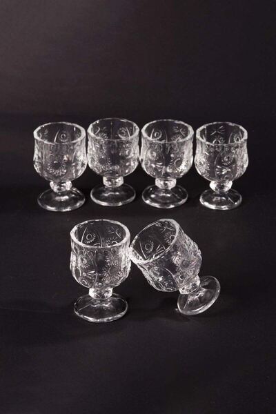 Mestore Standing Coffee Side Glass Crystal Cut Shot Glass 7cm x 4 cm Set of 6