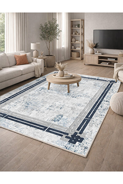 Lioara Home Modern Dijital Baskı Halı | Yıkanabilir Kaymaz Taban Salon Halısı
