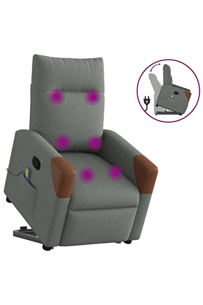 vidaxl Fotoliu de masaj rabatabil cu ridicare, gri închis, textil