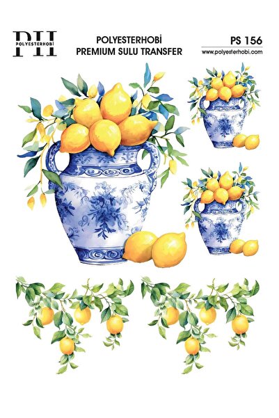 POLYESTERHOBİ Premium Sulu Transfer 25X35 CM LİMON DESENLİ PS 156