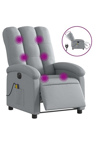 vidaxl Fotoliu electric de masaj rabatabil, gri deschis, microfibră