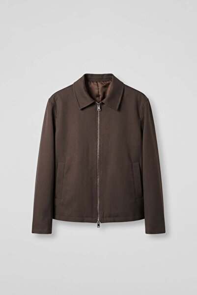 ablukaonline Men's Relaxed Fit Zippered Thin Jacket Dark Brown