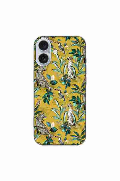 OEM Husa compatibila cu Apple iPhone 16 Silicon Gel Tpu Model Yellow Jungle P...