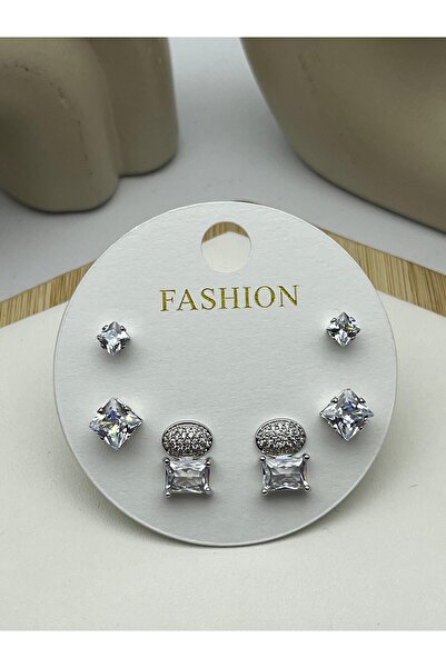 BİJU YILMAZ 26Vipkp79 - Silver Princess Steel Earring Set