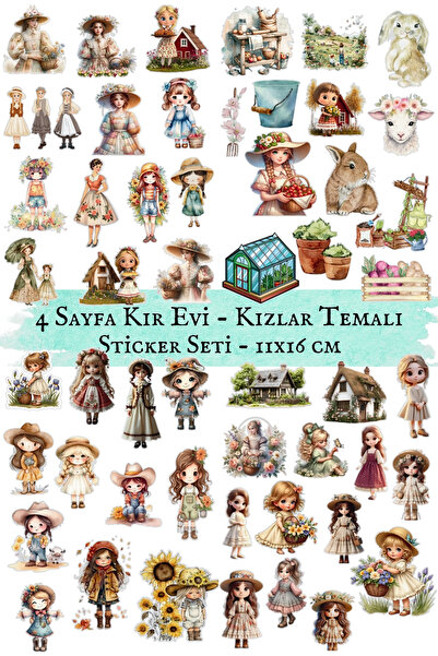 WhimsyWhite Country House - Cute Girls Themed Sticker Set - Minimal Design St...