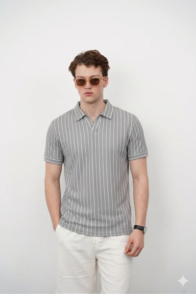 ATKGİYİM Modern Touches: Introducing the Buttonless Polo Collar Elegance!" Me...