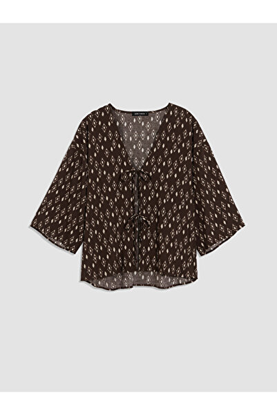 LC Waikiki V Planting Embroidered Tie-Up Women's Kimono for Style Enthusiasts...