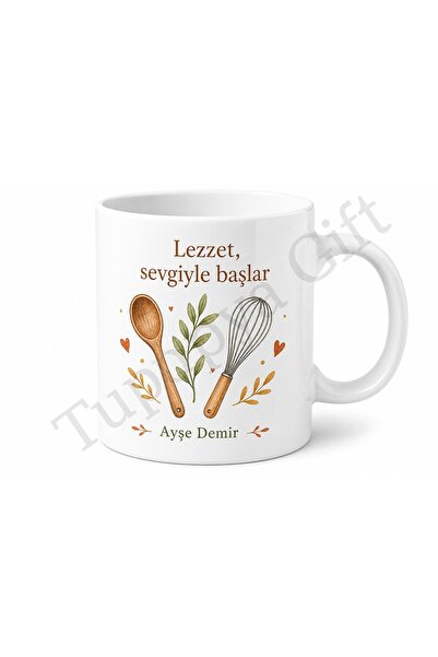 Tupya Gift كوب مطبوع عليه وصفة طعام هدية لمحبي الطبخ بتصميم خاص من البورسلين