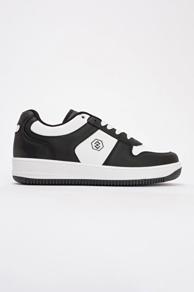 İncim Comfortable Women's Lace-Up Casual Sports Shoes Black/White Sneaker 2100