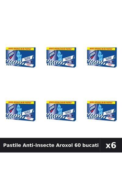 Aroxol Set 6 Pastile Anti-Insecte 60 bucati - Protectie Gandaci, Tantari, Muste
