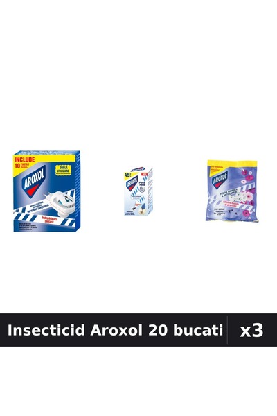 Aroxol Set 3 Insecticid - Pastile Spirale & Aparat Electric 20 bucati - Prote...