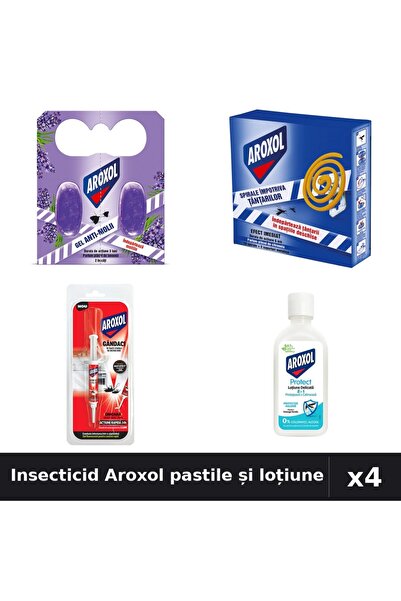 Aroxol Set 4 Insecticid - Pastile/Spirale Anti-Insecte, Loțiune Repelent 85ml...