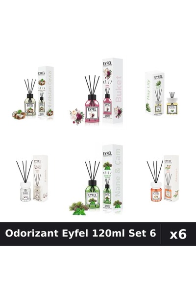Eyfel Set 6 Odorizante Camera Betisoare - 6 Arome Asortate, 120ml Parfum