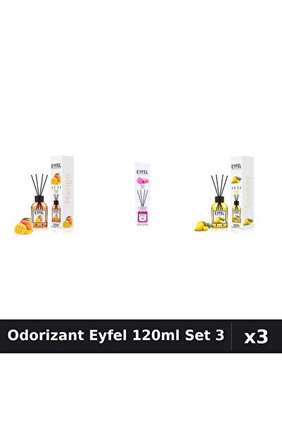 Eyfel Set 3 Odorizant Camera Betisoare 120ml - Mango, Bubble Gum, Ananas