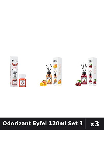 Eyfel Set 3 Odorizant Camera Betisoare 120ml - Cireșe, Mango, Red Dragon