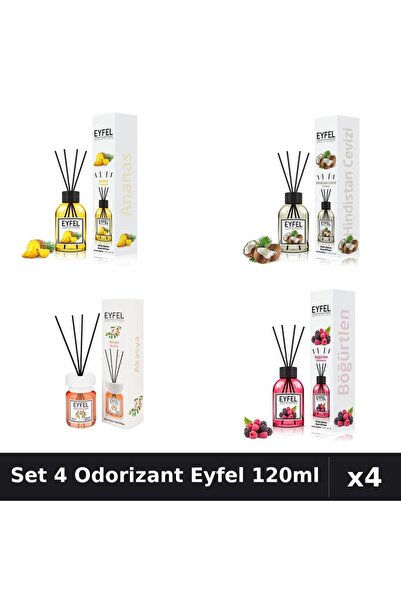 Eyfel Set 4 Odorizante Camera Betisoare, Acacia, Ananas, Fructe De Padure, Nu...