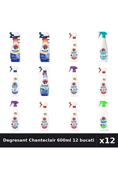 Chanteclair Set 12 Degresant Universal 600ml - 8 Arome, Anticalcar, Detartrant