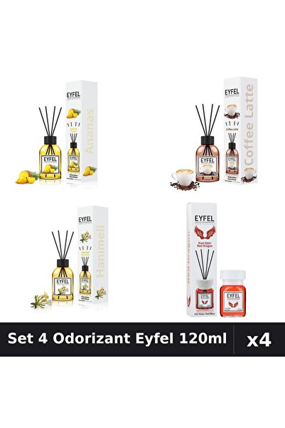 Eyfel Set 4 Odorizante Camera Betisoare, Ananas, Cafea, Mana Maicii Domnului,...