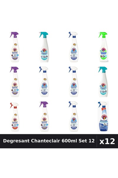 Chanteclair Set 12 Degresant Universal 600ml - Lavanda, Bicarbonat, Lămâie, M...