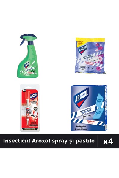 Aroxol Set 4 Insecticid - Spray 400ml + Pastile 20/30 buc - Protectie Gandaci...