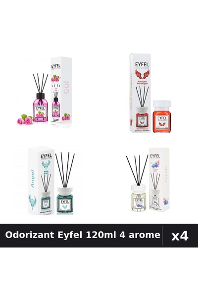 Eyfel Set 4 Odorizant Camera Betisoare 120ml - Angel, Orhidee, Red Dragon, Tr...