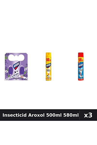 Aroxol Set 3 Spray Insecticid 500ml + 580ml + Pastile Anti-Insecte - Protecti...