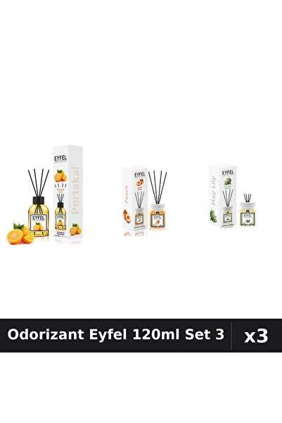 Eyfel Set 3 Odorizant Camera Betisoare 120ml - Portocala, Piersica, Lacramioare