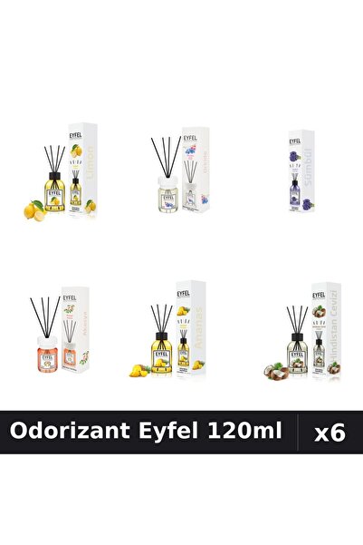 Eyfel Set 6 Odorizante Camera Betisoare - 6 Arome Asortate, 120ml Parfum