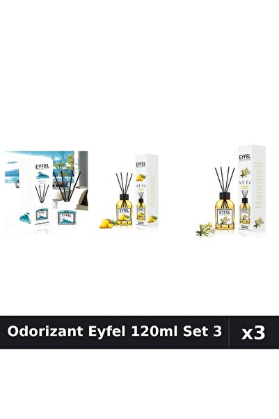 Eyfel Set 3 Odorizante Camera Betisoare 120ml - Ocean, Ananas, Mana Maicii
