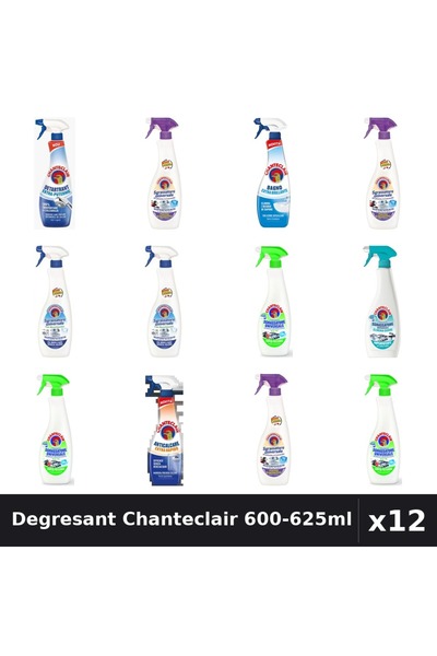 Chanteclair Set 12 Degresant Universal 600-625ml - 8 Arome, Detartrant, Antic...