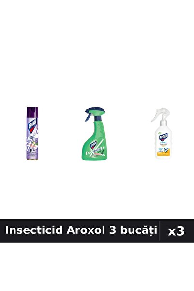 Aroxol Set 3 Spray Insecticid 250ml, 400ml - Loțiune Repelent 200ml - Protecț...
