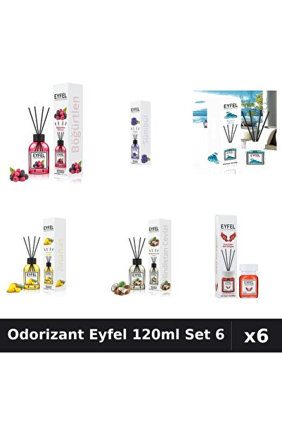 Eyfel Set 6 Odorizante Camera Betisoare 120ml - Arome Asortate, Fructe, Ocean...