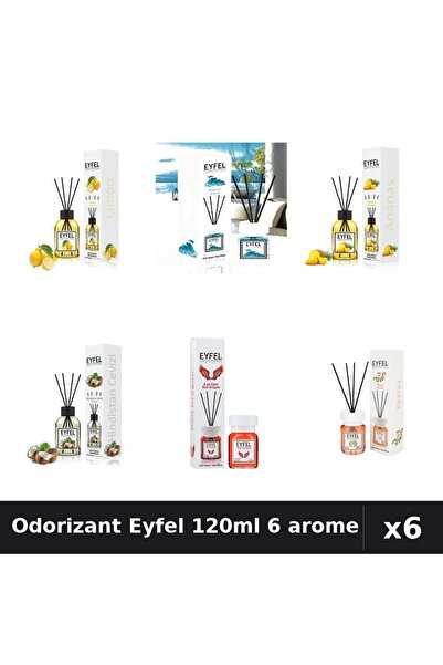 Eyfel Set 6 Odorizante Camera Betisoare 120ml - 6 Arome: Lămâie, Ocean, Anana...