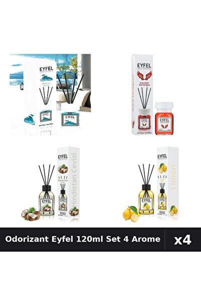 Eyfel Set 4 Odorizant Camera Betisoare 120ml - Ocean, Red Dragon, Nucă Cocos,...