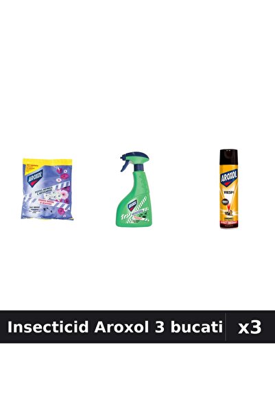 Aroxol Set 3 Insecticid - Pastile 20 buc + 2x Spray 400ml - Anti Gandaci, Tan...