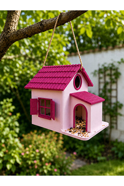 Butik Dekoratif Kuş Yemliği Askılı Bahçe ve Balkon Kuş Evi Suya Dayanıklı Kuş...