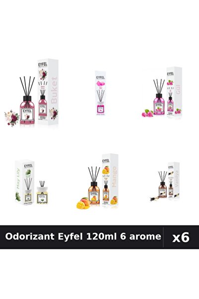 Eyfel Set 6 Odorizante Camera Betisoare 120ml - 6 Arome: Bouquet, Bubble Gum,...