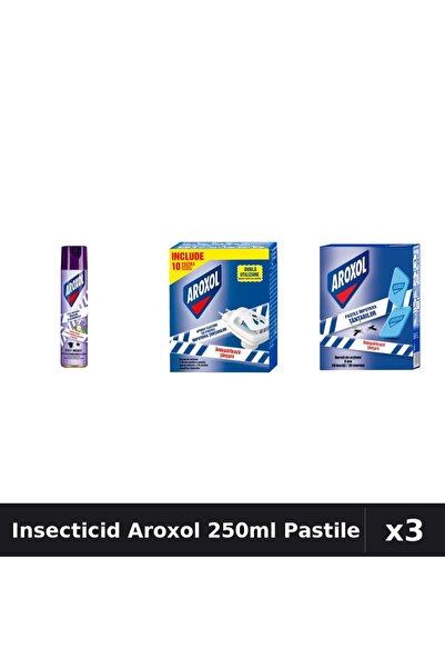 Aroxol Set 3 Insecticid - Spray 250ml + Pastile Anti-Insecte 30 buc - Protect...